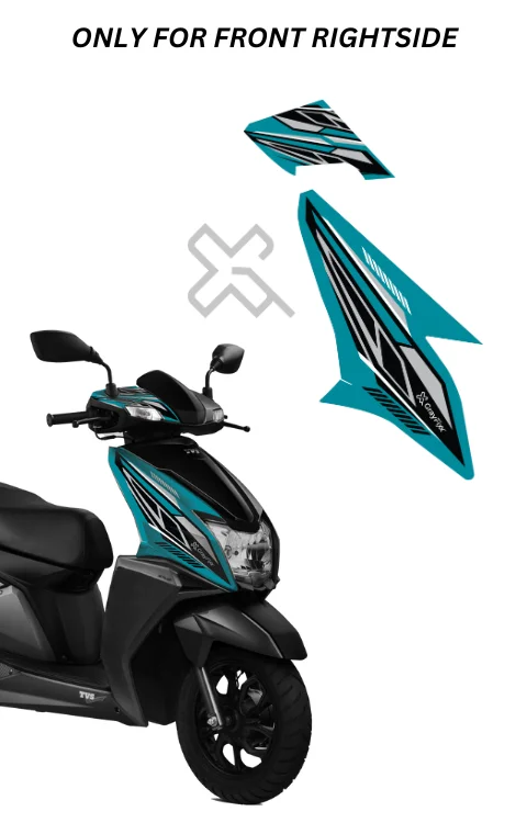 Blue Lime Edition Front Side Half Sticker Compatible with Ntorq 125 | Sticker Compatible with Ntorq Made In Premium Gloss Vinyl With FPF(Fade Protection Film), Water Proof, Precut Sticker, Pack Of 1